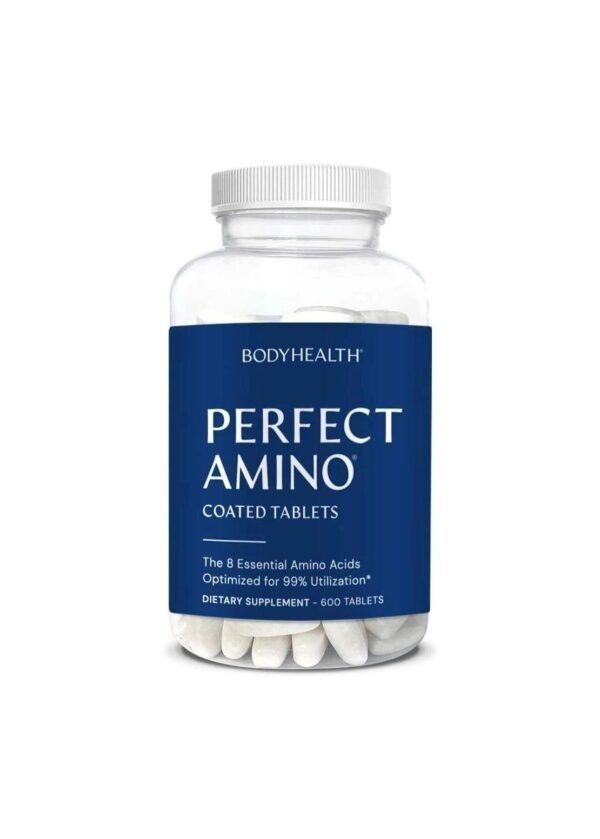 BodyHealth PerfectAmino (600 Ct) Easy to Swallow Tablets, Essential Amino Acids Supplement with BCAAs, Vegan Protein for Pre/Post Workout & Muscle Recovery with Lysine, Tryptophan, Leucine, Methionine