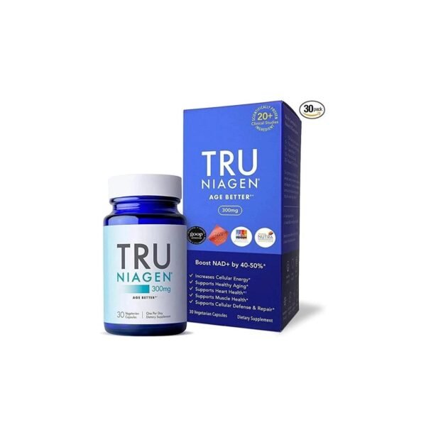 30ct/300mg Multi Award Winning Patented NAD+ Boosting Supplement – More Efficient Than NMN – Nicotinamide Riboside for Cellular Energy Metabolism & Repair. Vitality, Muscle Health, Healthy Aging