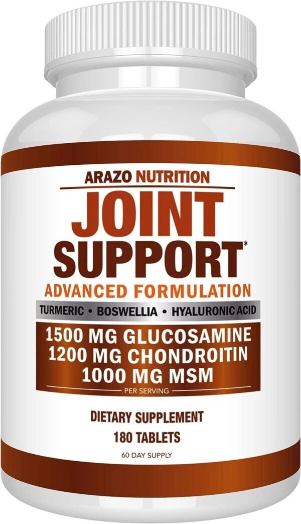 Glucosamine Chondroitin Turmeric Msm Boswellia – Joint Support Supplement for Relief 180 Tablets – Arazo Nutrition